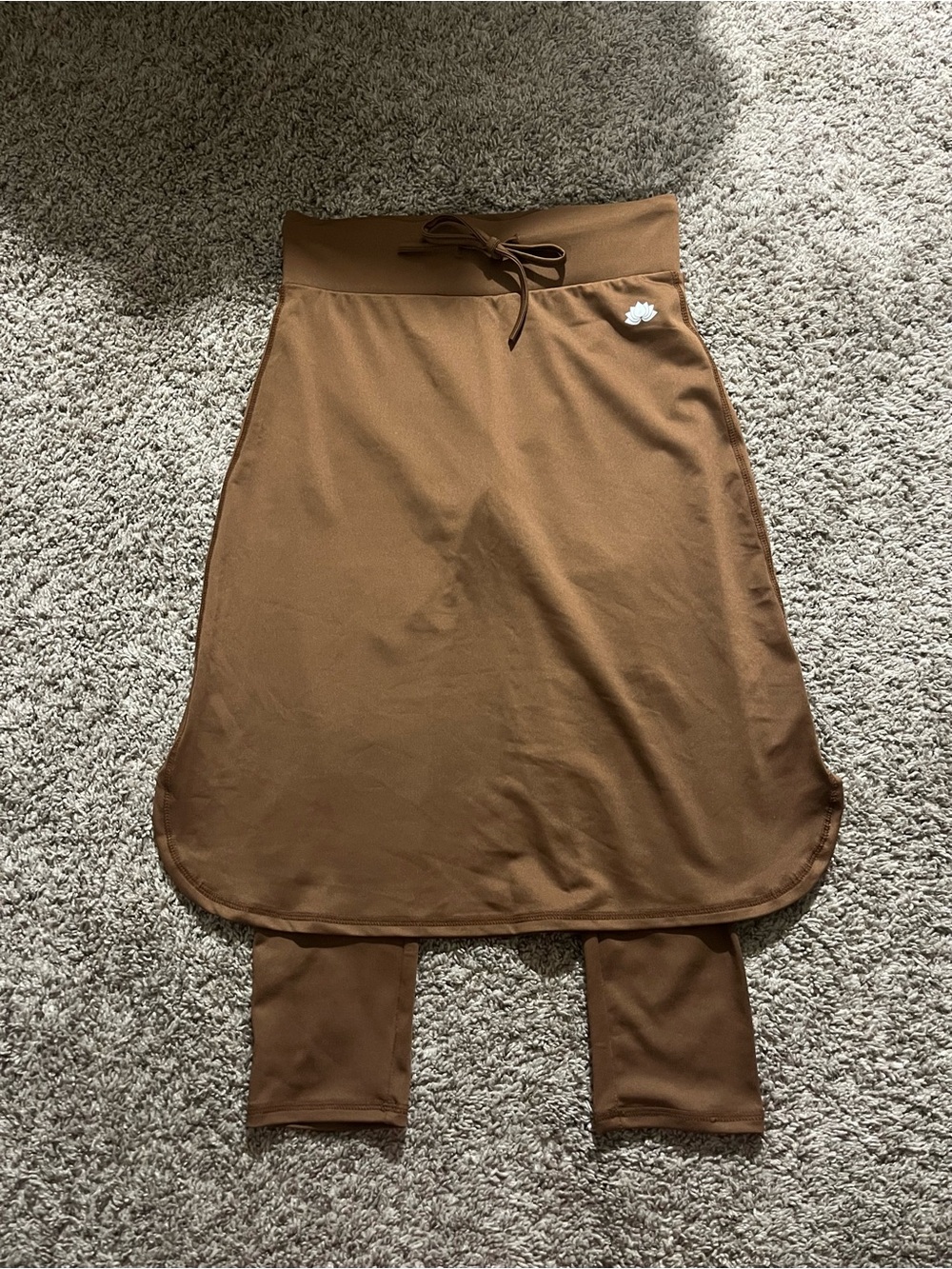 Women's Snoga Athletics Midi Brown Ceopped Shirt Tail Drawstring athletic skirt